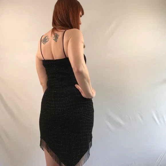 Sold—90s Vintage Cache Black Cocktail Halter Dress - Picture 5 of 14